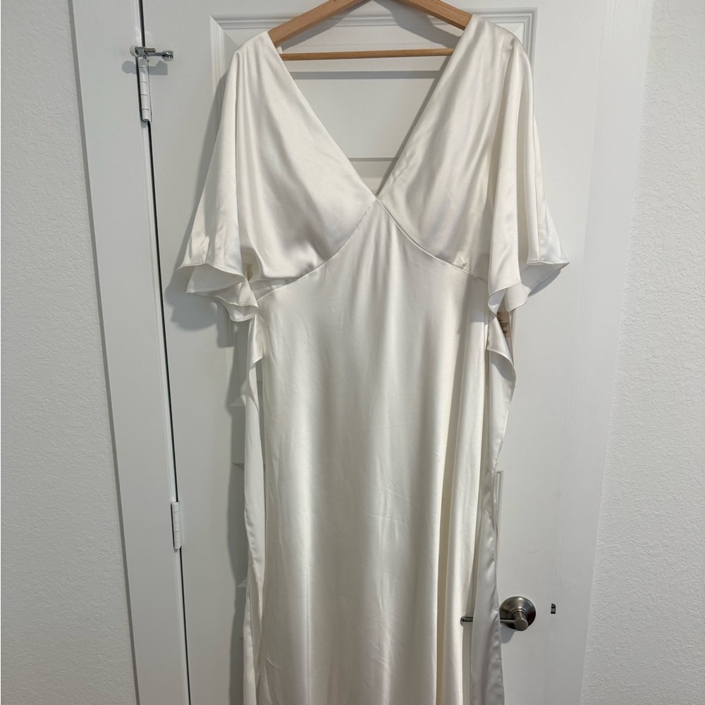 Revelry Maya Satin Dress White Pearl